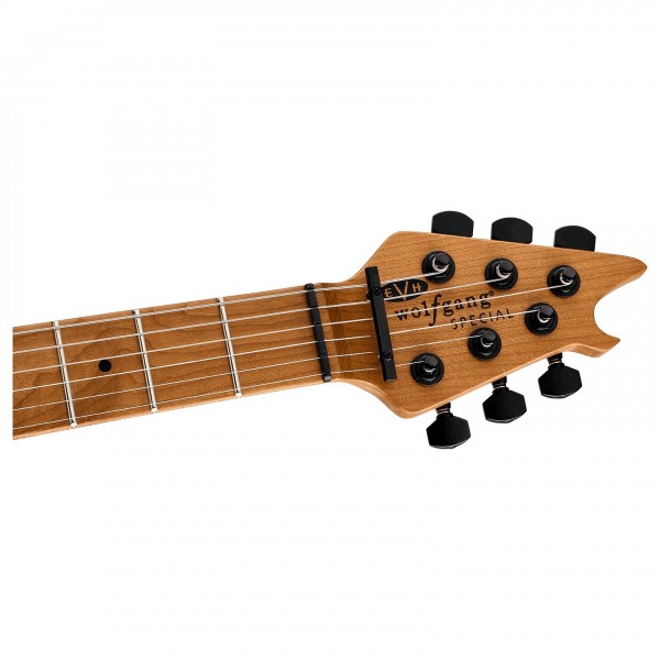 EVH Wolfgang Special TOM, Baked Maple Fingerboard, Gloss Black - Headstock, Front