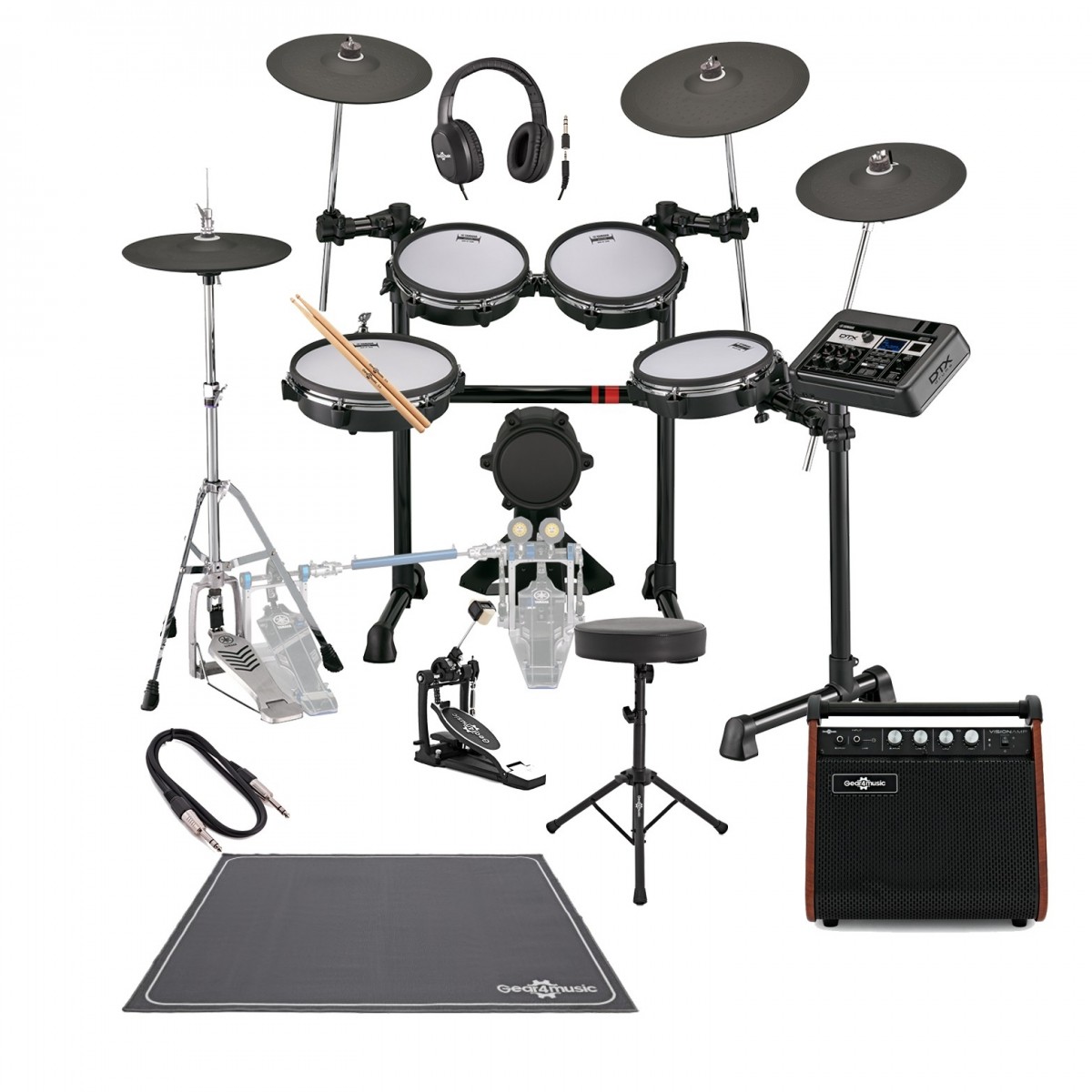 YAMAHA DTX10K-M ELECTRONIC DRUM KIT, MESH HEADS, BIRCH SHELLS, BLACK F