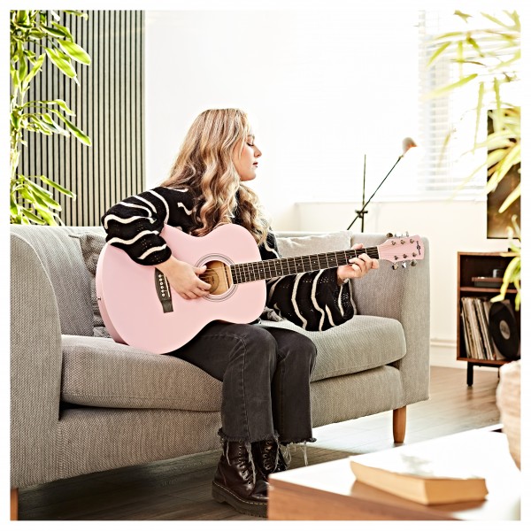 Student Acoustic Guitar by Gear4music, Pink