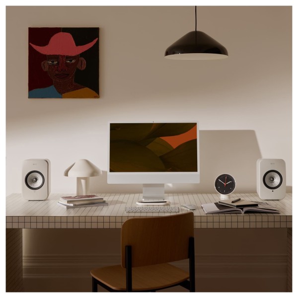 KEF LSX II LT Wireless Hi-Fi Speaker System (Pair), Stone White lifestyle