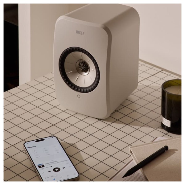 KEF LSX II LT Wireless Hi-Fi Speaker System (Pair), Stone White lifestyle