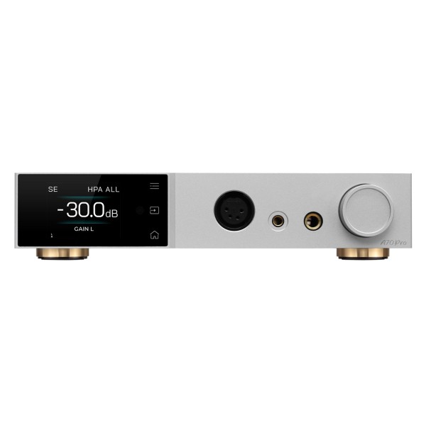 Topping A Series A70 Pro Desktop Headphone Amplifier, Silver - Front view