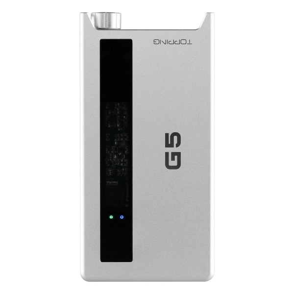 Topping G Series G5 Portable Headphone Amplifier and DAC, Silver - Front