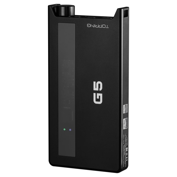 Topping G Series G5 Portable Headphone Amplifier and DAC, Black - Angled
