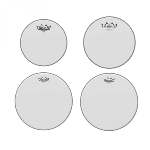 Remo Ambassador Coated Complete Pack - 10, 12, 14" Heads w/20'' P3 + Free 14'' Ambassador