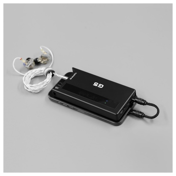 Topping G Series G5 Portable Headphone Amplifier and DAC, Black - with phone and IEMs