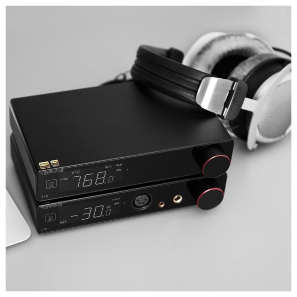 Topping E Series E70 Desktop DAC, Black - blak stack headphones 
