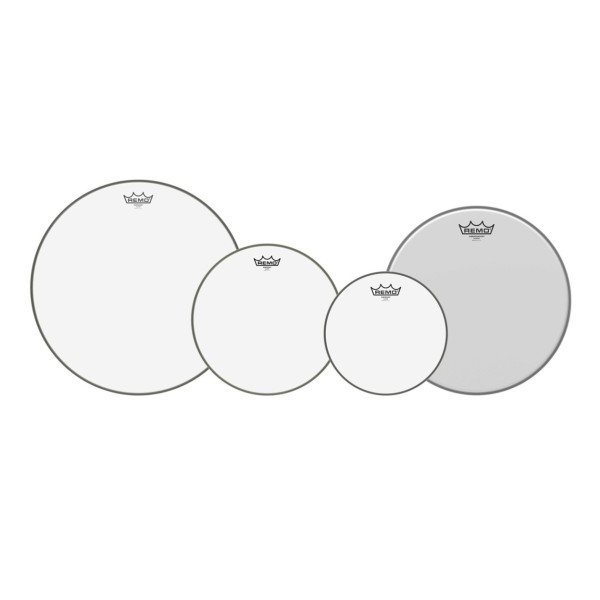Remo Emperor Clear Complete Pack - 10, 12, 16" Heads w/22'' P3 + Free 14'' Ambassador
