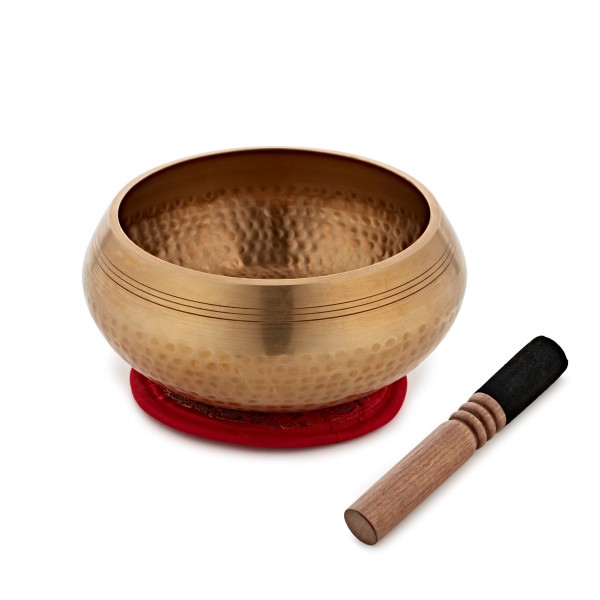 Gear4music Life 17.5cm Hammered Brass Singing Bowl, 1300g