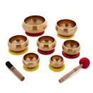 Gear4music Life Seven Piece Hammered Brass Singing Bowl Set