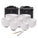 Gear4music Life Seven Piece Crystal Singing Bowl Set & Bags, 432Hz