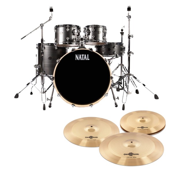 Natal Arcadia Poplar 5pc 22" Drum Kit w/Cymbals, Grey Strata