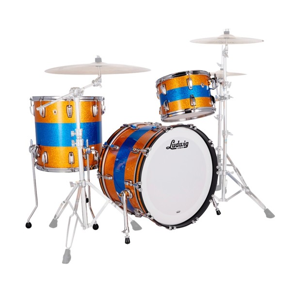 Ludwig Classic Maple 22" Fab 3pc Shell Pack, Triband Gold/Blue/Gold Sparkle