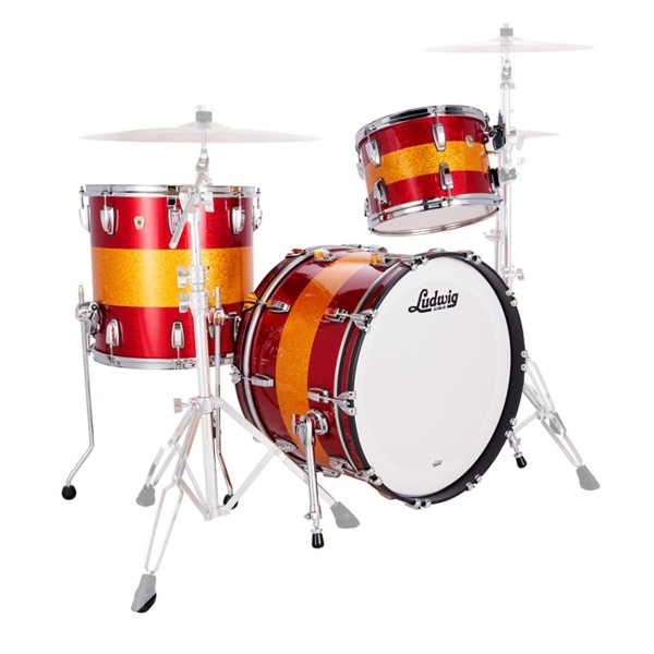 Ludwig Classic Maple 22" Fab 3pc Shell Pack, Triband Red/Gold/Red Sparkle