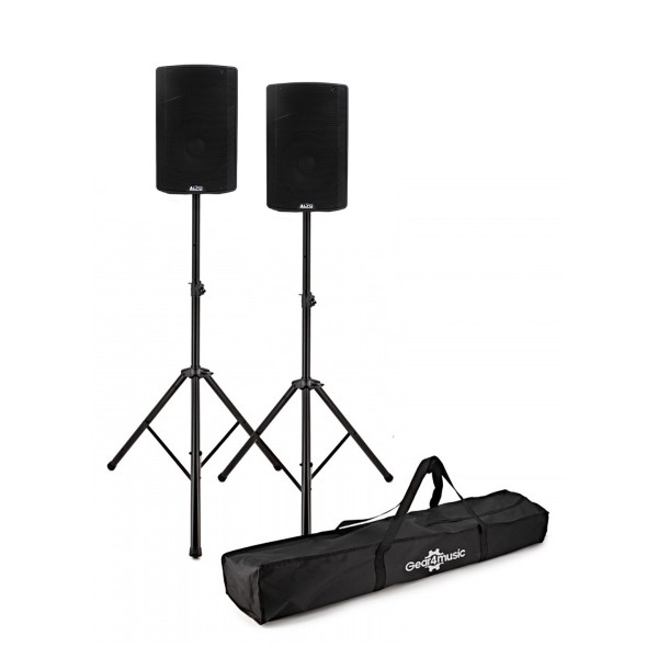 Alto Professional TX412B Battery Powered Active Speakers With Stands, Pair - Full Bundle