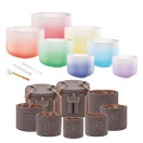 Meinl Set de Chakras de Cuenco Cantor de Cristal Esmerilado con Fundas y Bolsa de Viaje, Marr&oacute;n