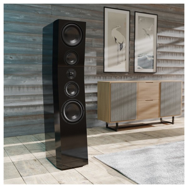 SVS Ultra Evolution Pinnacle Floor Standing Tower Loudspeaker (pair), Black Ash - single gloss wooden room lifestyle 