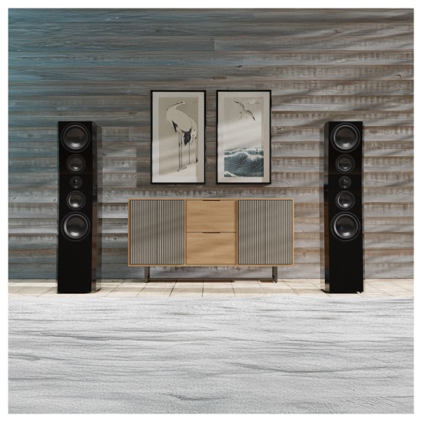 SVS Ultra Evolution Pinnacle Floor Standing Tower Loudspeaker (pair), Black Ash - pair floss wooden room lifestyle 