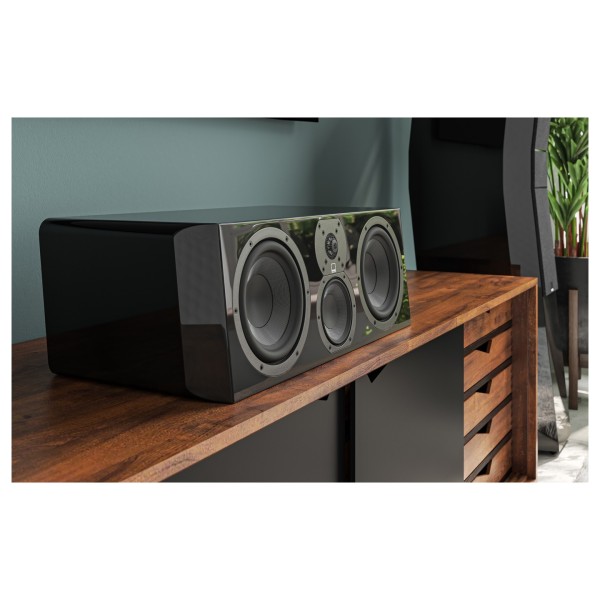 SVS Ultra Evolution Centre Loudspeaker, Piano Gloss Black - Lifestyle Image, up-close