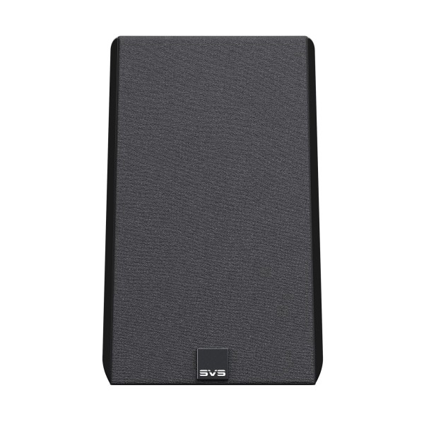 SVS Ultra Evolution Elevation Loudspeakers (Pair), Piano Gloss Black - Front view, grille attached