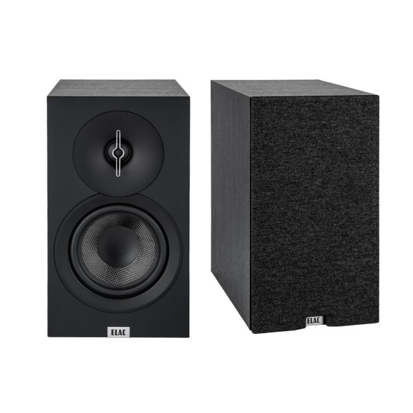ELAC Debut 3.0 B5.3 Bookshelf Speakers (Pair), Black - pair grille on / off 