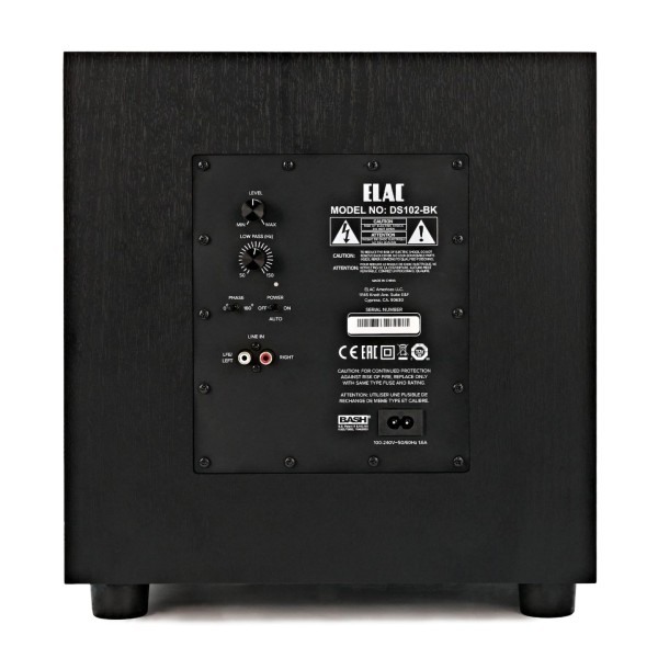 ELAC Debut 2.0 SUB10.2 Subwoofer, Black Ash - rear 