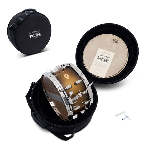 Slingerland Radio King Limited Edition 14" x 7" Snare Drum, Black and Gold Lacquer