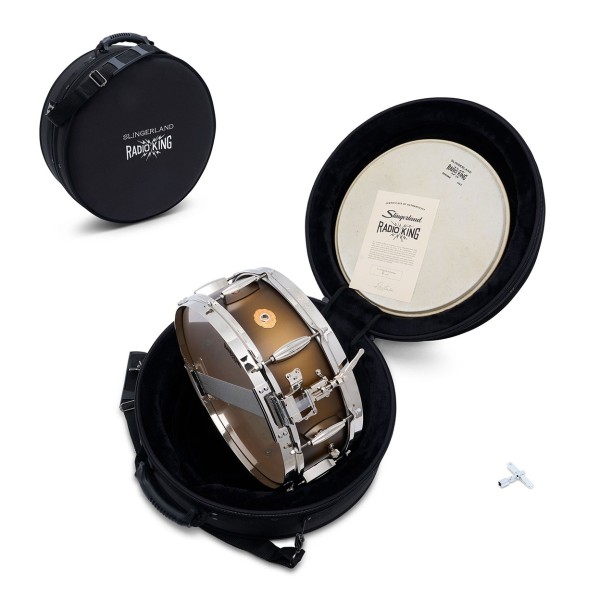 Slingerland Radio King Limited Edition 14" x 5" Snare Drum, Black and Gold Lacquer