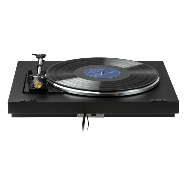 Rekkord F110 Fully Automatic Floating Sub-Chassis Turntable, Black - rear cable fade 