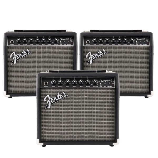 Fender Champion II 25 Guitar Amplifier Combo with Effects, pack of 3 - front