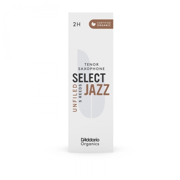 D'Addario Organic Select Jazz Unfiled Tenor Sax Reeds, 2H (5 Pack)