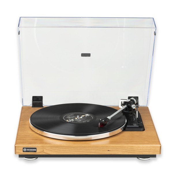 Rekkord F400 Audiophile Fully Automatic Floating Sub-Chassis Turntable, Cherry Wood Veneer - dust cover 