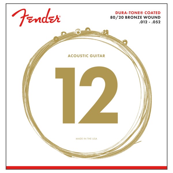 Fender 880L 80/20 Dura-Tone Coated Acoustic Strings, 12-52, , pack of 10 front