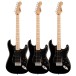 Squier Sonic Stratocaster HSS MN, Black, pack of 3 - front