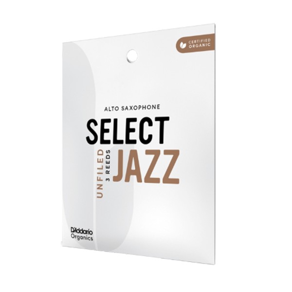 D'Addario Organic Select Jazz Unfiled, Alto Saxophone Reeds, 2S (3 Pack) - Angle 