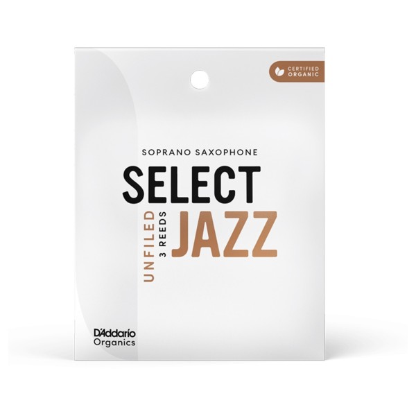 D'Addario Organic Select Jazz Unfiled, Soprano Saxophone Reeds, 2H (3 Pack)