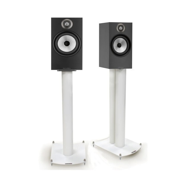 Atacama NeXXus 700 Hi-Fi Audio Speaker Stands (pair), Diamond White- stands with demo speakers 