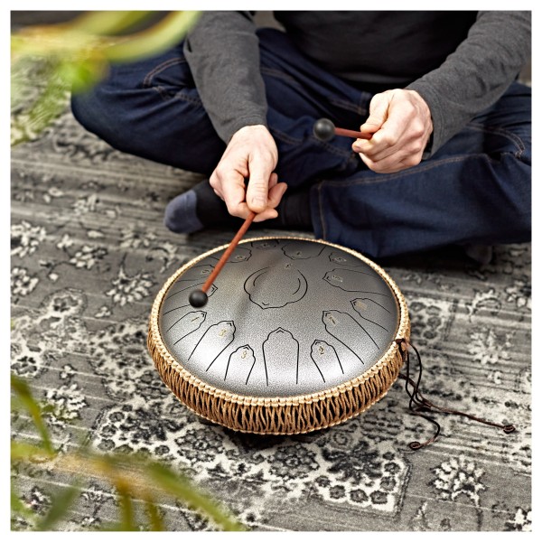 Gear4music Life 12" Steel Tongue Drum 15 Notes, D-Major, Meteorite