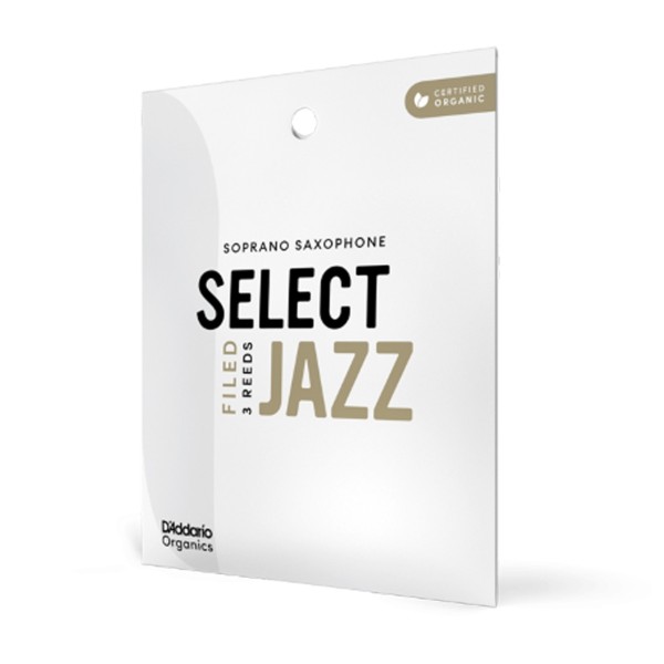 D'Addario Organic Select Jazz Filed, Soprano Saxophone Reeds, 2M (3 Pack)- Angle