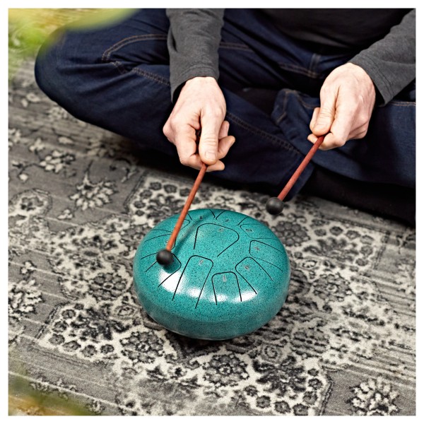 Gear4music Life 8" Steel Tongue Drum 11 Notes, F Major, Malachite