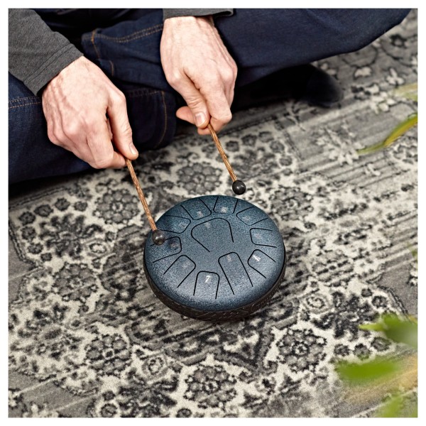 Gear4music Life 6" Steel Tongue Drum 11 Notes, D Major, Navy Blue