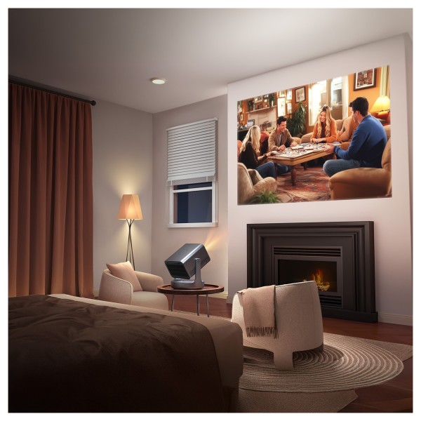 Hisense C2TUK PRO 4k Trichroma Smart Mini Projector - bedroom 