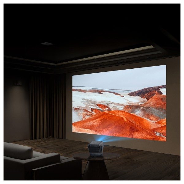 Hisense C2TUK PRO 4k Trichroma Smart Mini Projector - cinema room other angle 