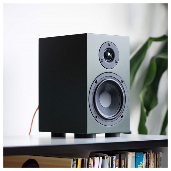 Pro-Ject Speaker Box 5 S2 Bookshelf Speakers (Pair), Satin Green - Lifestyle image