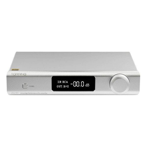 Topping Pre 90 Pre-Amplifier, Silver - Front view