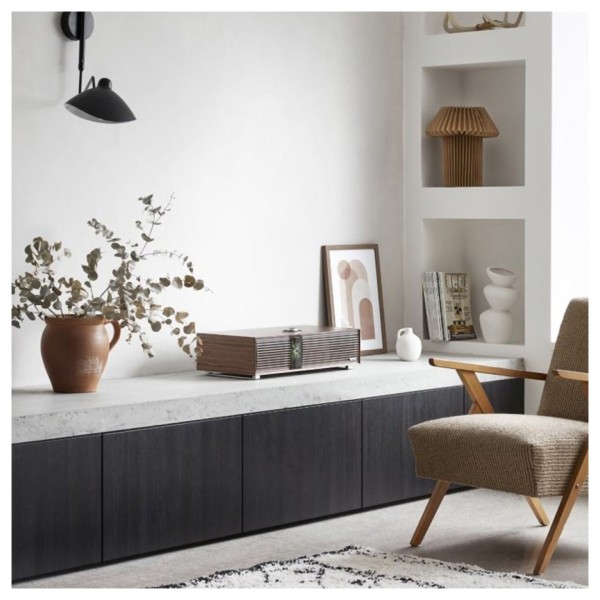 Ruark R410 Integrated Music System in Fused Walnut with Half Price RCD100 USB CD Player - 410 grey side unit 