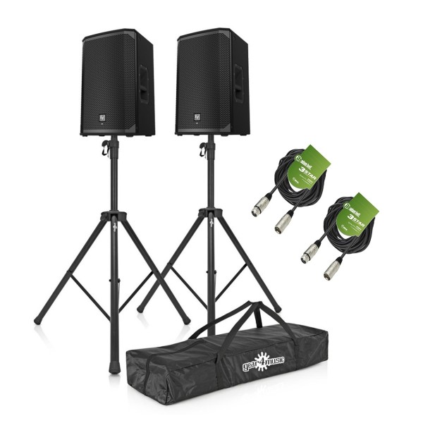 Electro-Voice EKX-15P 15" Active PA Speaker Bundle with Stands and Cables