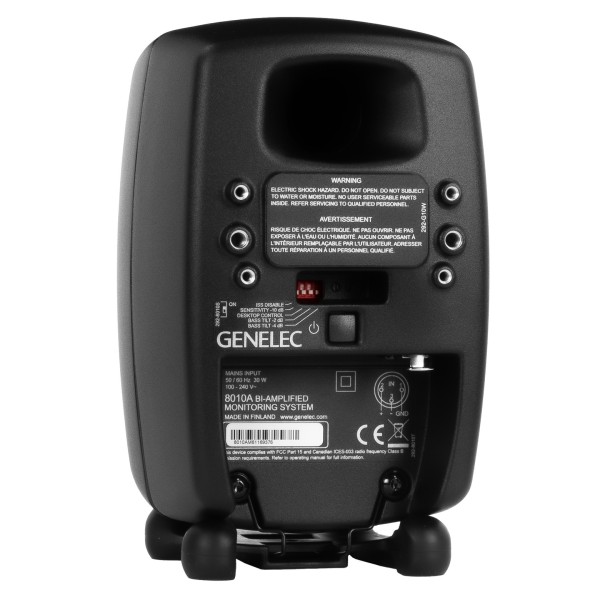 Genelec 8010A Studio Monitor, Black - Angled Rear