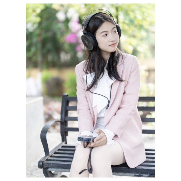 FiiO FT5 Open-Back Planar Magnetic Headphones, Black - Lifestyle Image, outdoors