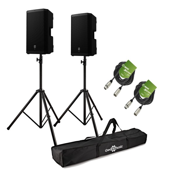 Electro-Voice ZLX-12P G2 12 Inch Active PA Speaker Bundle with Stands and Cables